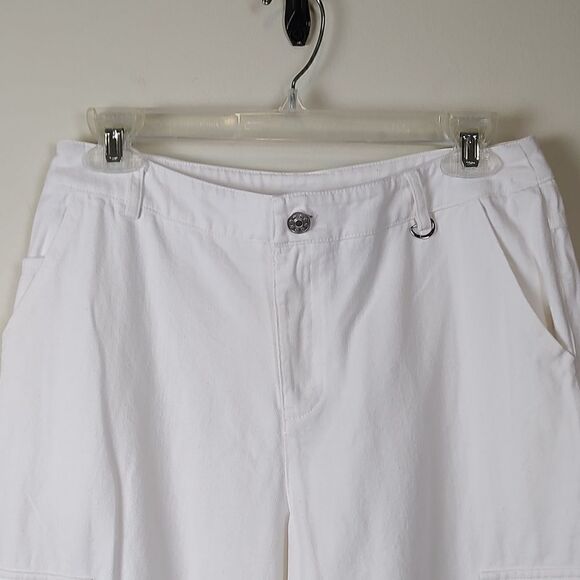 Princess Polly White Wide Leg Patch Pockets Denim Pants Size 4 - Picture 8 of 16